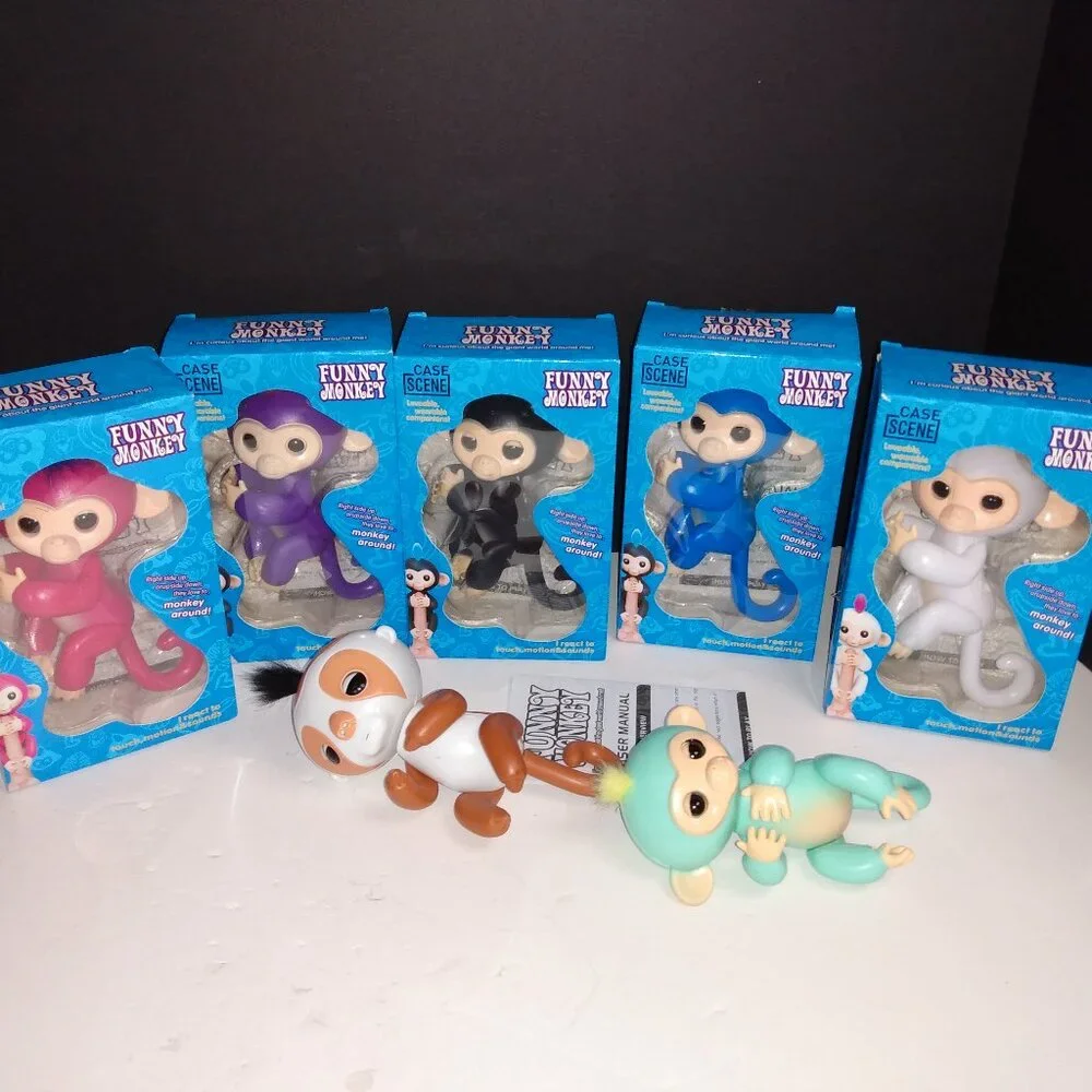 Lot Of 6 Funny Monkey Toys + Sloth (Bootleg Fingerlings) W/ Boxes - Picture 3 of 9